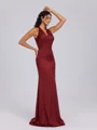 A-line V-neck Floor-Length Silk Like Satin Bridesmaid Dress