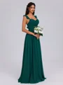 A-line V-neck Pleated Floor-Length Chiffon Bridesmaid Dress