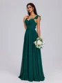 A-line V-neck Pleated Floor-Length Chiffon Bridesmaid Dress