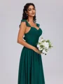 A-line V-neck Pleated Floor-Length Chiffon Bridesmaid Dress