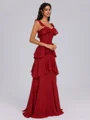 A-line Straps Cascading Ruffles Floor-Length Chiffon Bridesmaid Dress