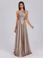 A-line One-Shoulder Pleated Floor-Length Silk Like Satin Bridesmaid Dress