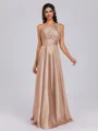 A-line One-Shoulder Pleated Floor-Length Silk Like Satin Bridesmaid Dress