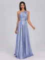 A-line One-Shoulder Pleated Floor-Length Silk Like Satin Bridesmaid Dress