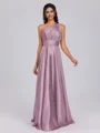 A-line One-Shoulder Pleated Floor-Length Silk Like Satin Bridesmaid Dress