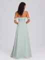 A-line Off-the-Shoulder Ruffles Floor-Length Chiffon Bridesmaid Dress