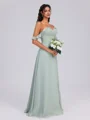 A-line Off-the-Shoulder Ruffles Floor-Length Chiffon Bridesmaid Dress