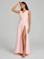 A-Line/Princess V-neck Sweep/Brush Train Sleeveless Chiffon Bridesmaid Dress