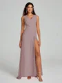 A-Line/Princess V-neck Sweep/Brush Train Sleeveless Chiffon Bridesmaid Dress