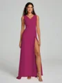 A-Line/Princess V-neck Sweep/Brush Train Sleeveless Chiffon Bridesmaid Dress