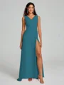 A-Line/Princess V-neck Sweep/Brush Train Sleeveless Chiffon Bridesmaid Dress