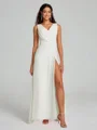 A-Line/Princess V-neck Sweep/Brush Train Sleeveless Chiffon Bridesmaid Dress