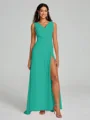 A-Line/Princess V-neck Sweep/Brush Train Sleeveless Chiffon Bridesmaid Dress