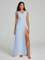 A-Line/Princess V-neck Sweep/Brush Train Sleeveless Chiffon Bridesmaid Dress