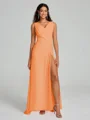 A-Line/Princess V-neck Sweep/Brush Train Sleeveless Chiffon Bridesmaid Dress