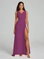 A-Line/Princess V-neck Sweep/Brush Train Sleeveless Chiffon Bridesmaid Dress