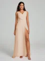 A-Line/Princess V-neck Sweep/Brush Train Sleeveless Chiffon Bridesmaid Dress
