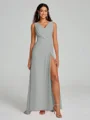 A-Line/Princess V-neck Sweep/Brush Train Sleeveless Chiffon Bridesmaid Dress