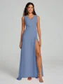 A-Line/Princess V-neck Sweep/Brush Train Sleeveless Chiffon Bridesmaid Dress