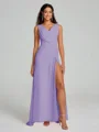A-Line/Princess V-neck Sweep/Brush Train Sleeveless Chiffon Bridesmaid Dress
