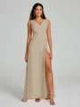 A-Line/Princess V-neck Sweep/Brush Train Sleeveless Chiffon Bridesmaid Dress