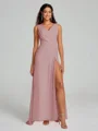 A-Line/Princess V-neck Sweep/Brush Train Sleeveless Chiffon Bridesmaid Dress