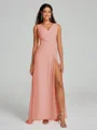 A-Line/Princess V-neck Sweep/Brush Train Sleeveless Chiffon Bridesmaid Dress