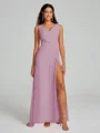 A-Line/Princess V-neck Sweep/Brush Train Sleeveless Chiffon Bridesmaid Dress