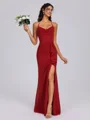 Sheath Cowl Ruffles Floor-Length Chiffon Bridesmaid Dress
