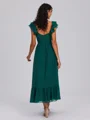 A-line V-neck Ruffles Tea-Length Chiffon Bridesmaid Dress