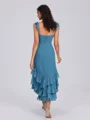 A-line Square Ruffles Ankle-Length Chiffon Bridesmaid Dress