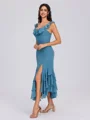 A-line Square Ruffles Ankle-Length Chiffon Bridesmaid Dress