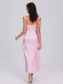 Sheath Straps Ruffles Ankle-Length Silk Like Satin Bridesmaid Dress