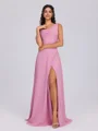 A-line Pleated Floor-Length Chiffon Bridesmaid Dress