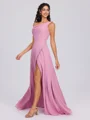 A-line Pleated Floor-Length Chiffon Bridesmaid Dress