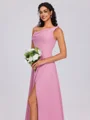 A-line Pleated Floor-Length Chiffon Bridesmaid Dress