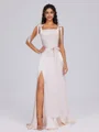 A-line Square Bow Floor-Length Silk Like Satin Bridesmaid Dress