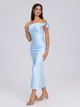 Sheath Off-the-Shoulder Bow Ankle-Length Silk Like Satin Bridesmaid Dress