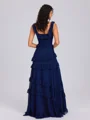 A-line Square Cascading Ruffles Floor-Length Bridesmaid Dress