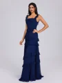 A-line Square Cascading Ruffles Floor-Length Bridesmaid Dress