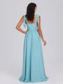 A-line Straps Pleated Floor-Length Chiffon Bridesmaid Dress