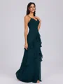 A-line V-neck Cascading Ruffles Floor-Length Chiffon Bridesmaid Dress