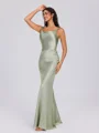 Sheath Scoop Floor-Length Silk Like Satin Bridesmaid Dress