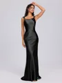 Sheath Scoop Floor-Length Silk Like Satin Bridesmaid Dress