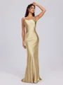 Sheath Scoop Floor-Length Silk Like Satin Bridesmaid Dress