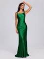 Sheath Scoop Floor-Length Silk Like Satin Bridesmaid Dress