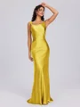 Sheath Scoop Floor-Length Silk Like Satin Bridesmaid Dress