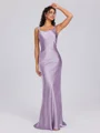 Sheath Scoop Floor-Length Silk Like Satin Bridesmaid Dress