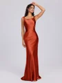 Sheath Scoop Floor-Length Silk Like Satin Bridesmaid Dress
