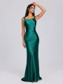 Sheath Scoop Floor-Length Silk Like Satin Bridesmaid Dress